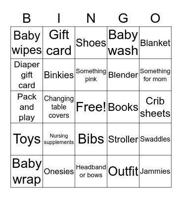 LAUREN’S SHOWER Bingo Card