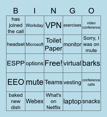 GSA - WFH Edition Bingo Card