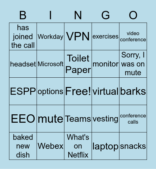 GSA - WFH Edition Bingo Card