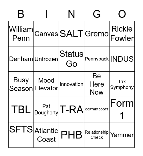 GT BINGO Card