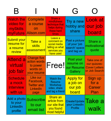 Workforce Center of Will County Bingo Card
