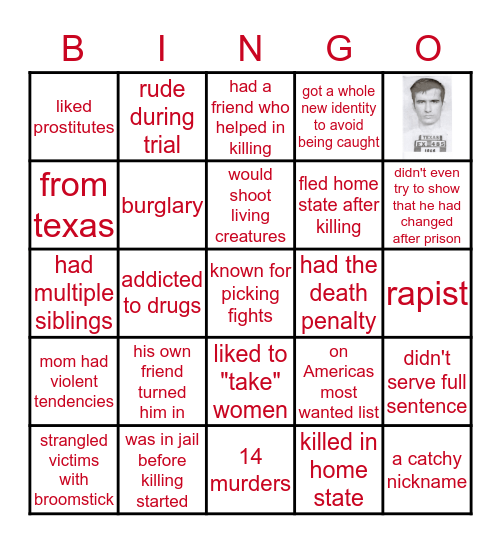 The Broomstick Killer Bingo Card