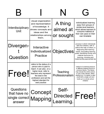 Vocabulary Review Bingo Card