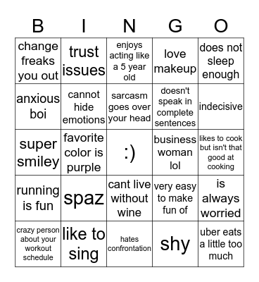 Julia Bingo Card