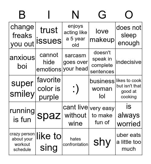 Julia Bingo Card