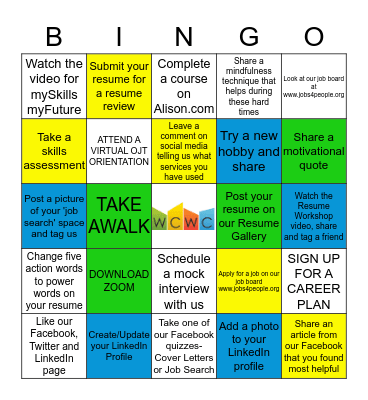 Workforce Center of Will County Bingo Card