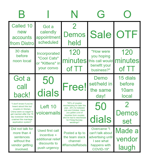 REMOTE REBELS BINGO Card