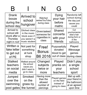 RGHS BINGO PART 2 Bingo Card