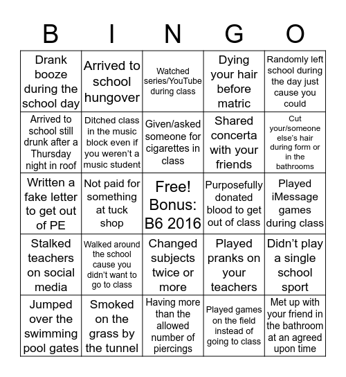 RGHS BINGO PART 2 Bingo Card