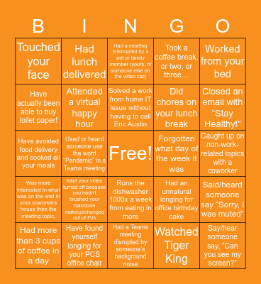 PCS Virtual Bingo Card