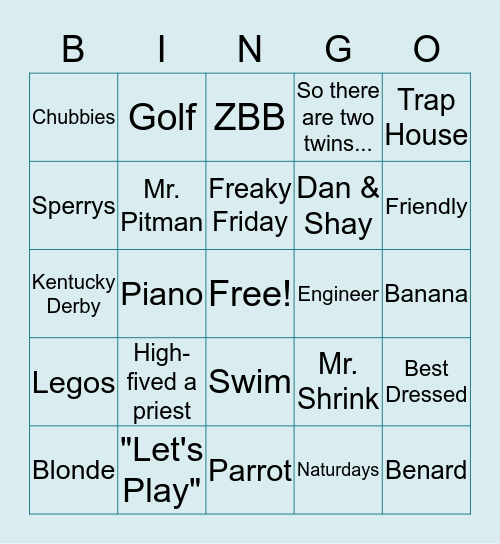 Tommy Bingo Card