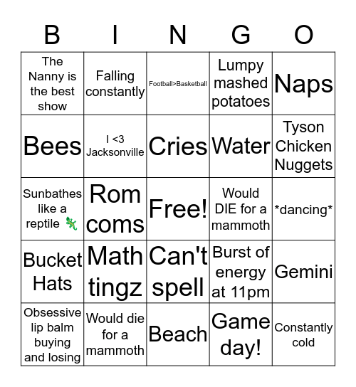 Jade's Bingo Card