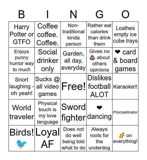 Jamie/Sipris Bingo Card