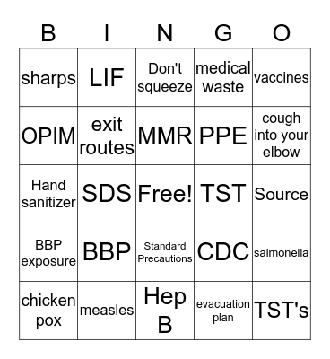 OSHA Bingo Card