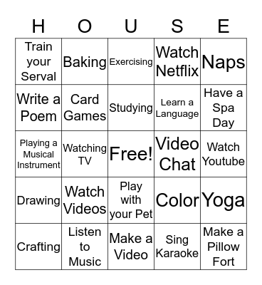 Servals at Home Bingo Card