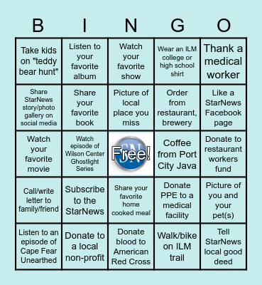Wilmington Social Distancing Bingo Card