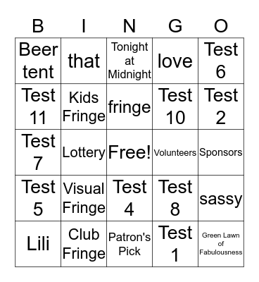 Fringe Bingo Card