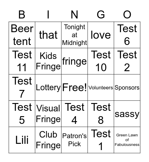 Fringe Bingo Card