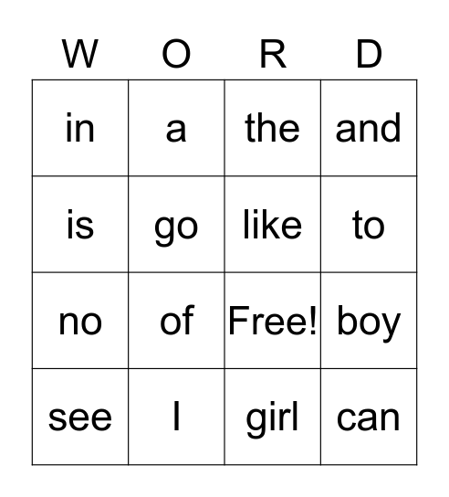 Word Bingo- 1st nine weeks words Bingo Card