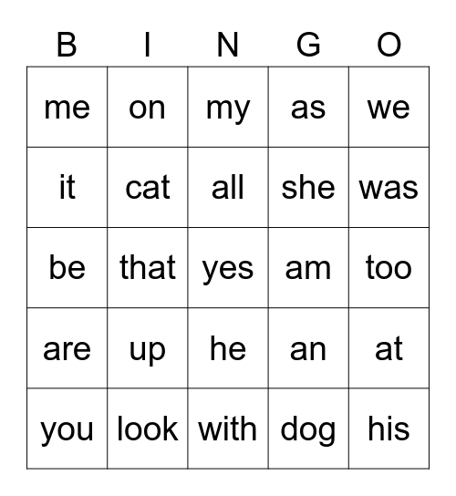 Word Bingo- 2nd nine weeks words Bingo Card