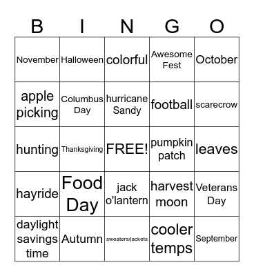 Awesomefest Bingo Card