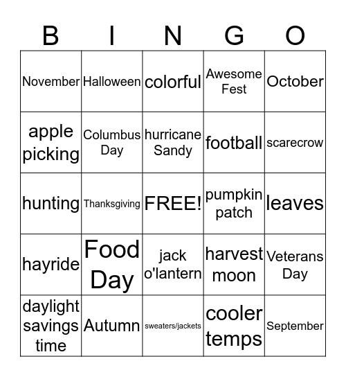 Awesomefest Bingo Card