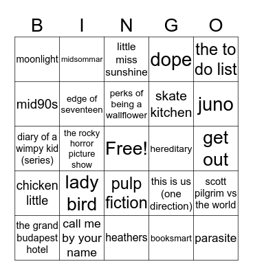 nina's bingo: movies! Bingo Card