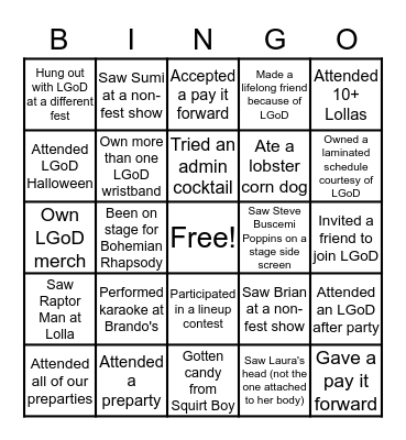 LGoD Bingo Card