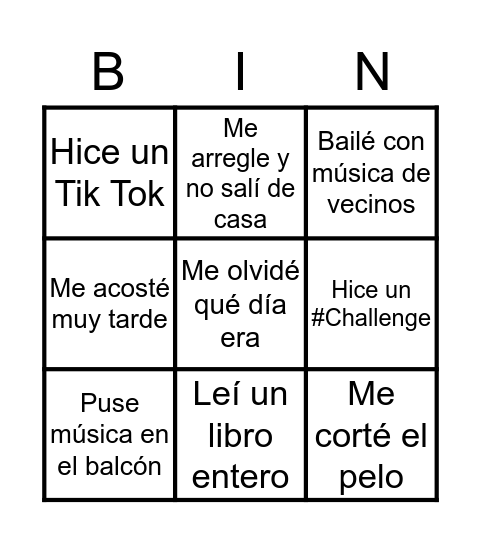 Cuarentingo Bingo Card