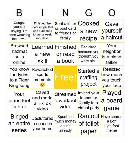 OUTSIDE IS CANCELLED🚷 Bingo Card