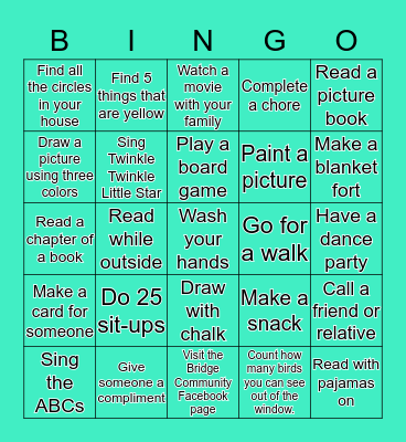 BRIDGE SPECIALS At Home BINGO Card