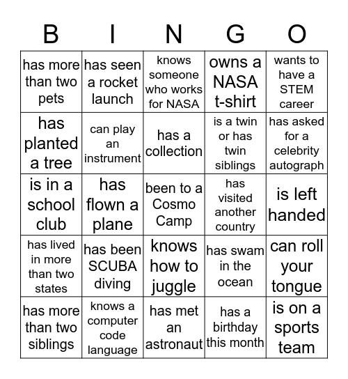 People Bingo Card