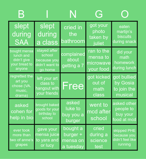 MYP5 bingo -yara Bingo Card