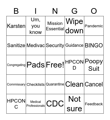 Officer's Call Bingo Card
