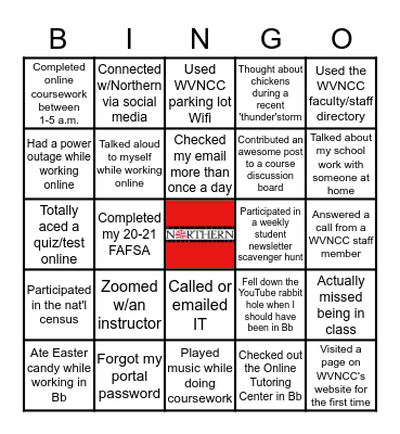 "Wing-O" Bingo Card