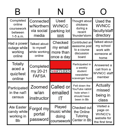 "Wing-O" Bingo Card