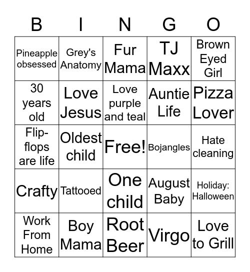 Maria's Bingo Card