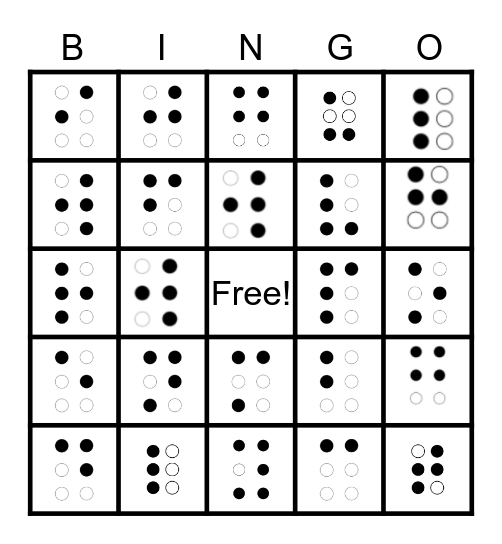 Braille Bingo Alphabet WS and Punctuation Bingo Card