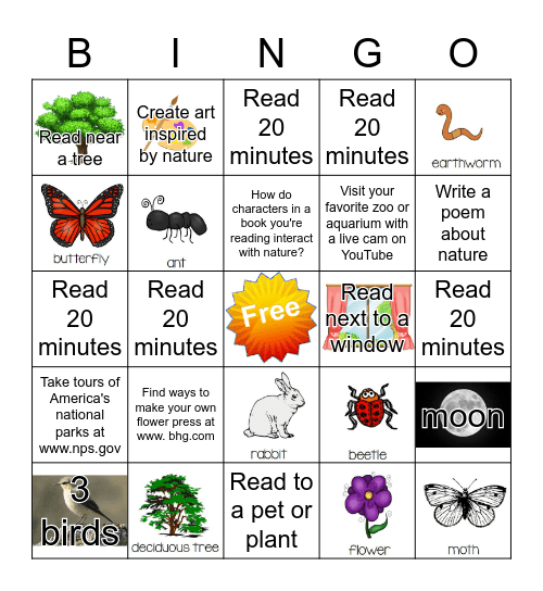 Nature & Art Bingo Card