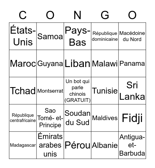 BINGO DES APPELS FRAUDULEUX Bingo Card