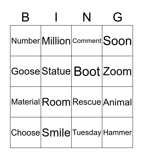 Zaids Bingo Wk3 Bingo Card
