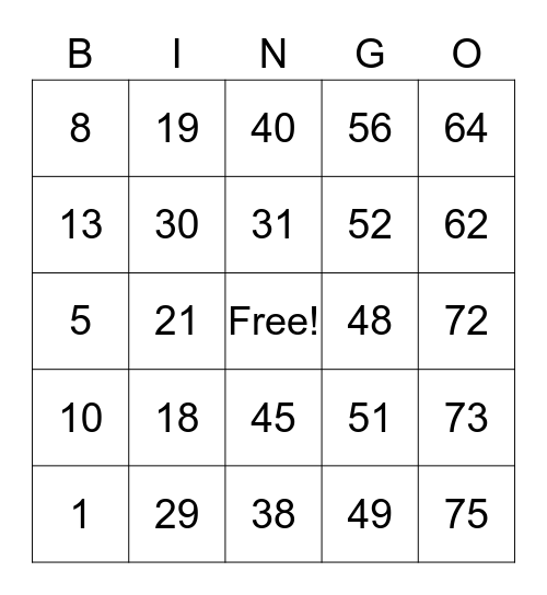 Letkeman's Bingo Card