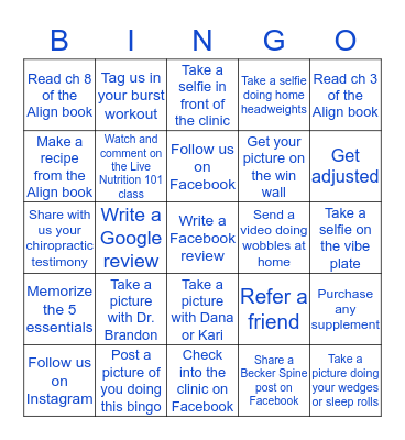 Becker Spine Bingo Card