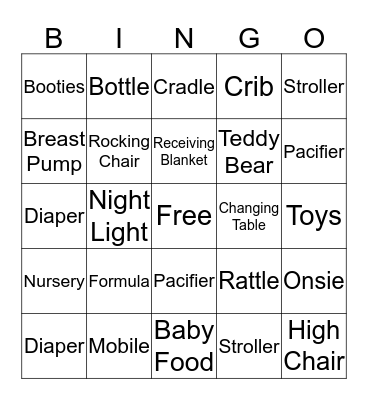 Baby Shower Bingo Card