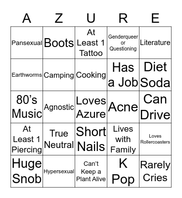 Azure Bingo! Bingo Card