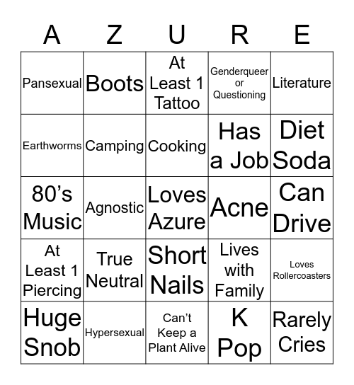 Azure Bingo! Bingo Card