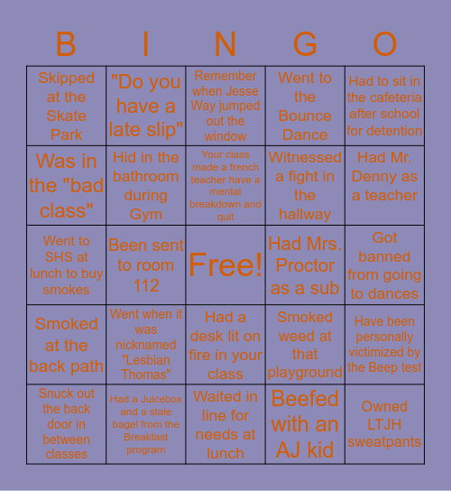 LTJH Bingo Card