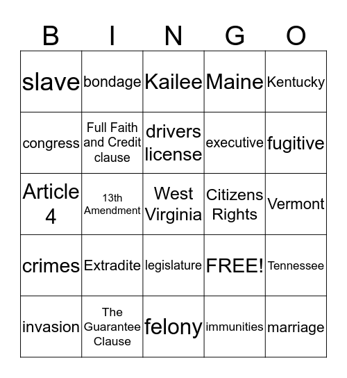 Article IV Bingo Card