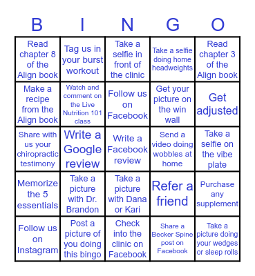 Becker Spine Bingo Card