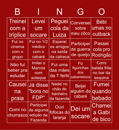 Cabaré da BV Bingo Card